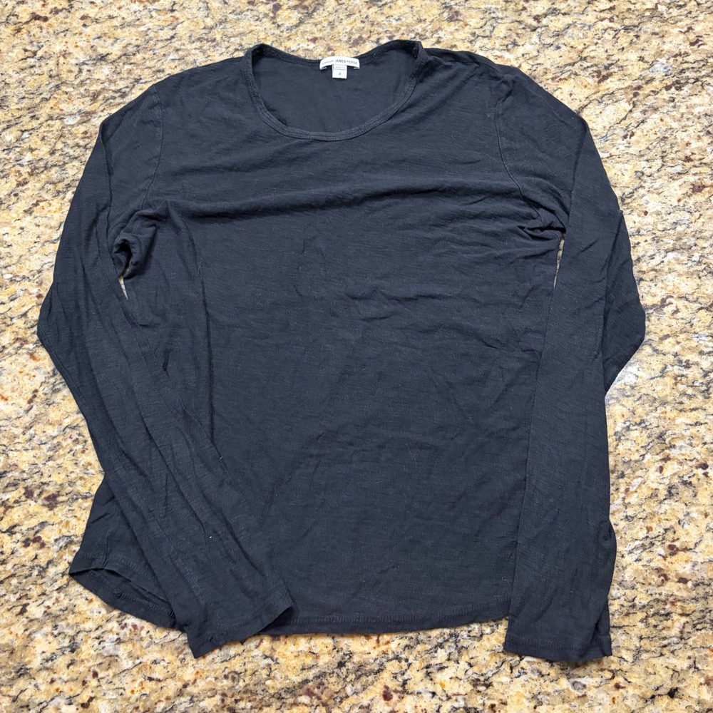 Standard James Perse Womens Black Long Sleeve Crew Neck T-Shirt Size 4 ws